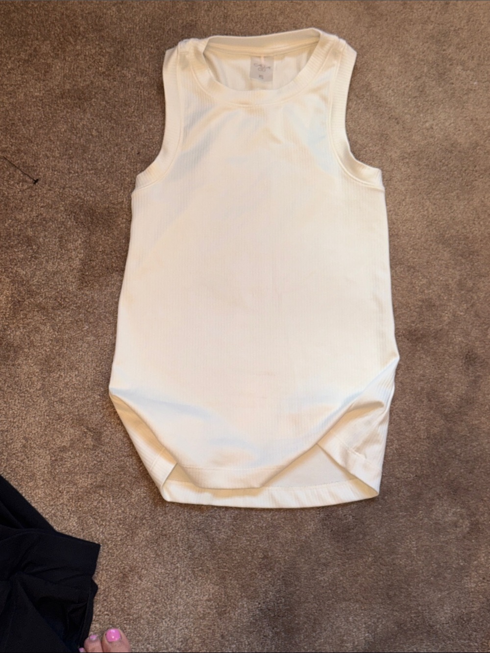 Women’s Ribbed Cream Tank Top - Picture 6 of 6